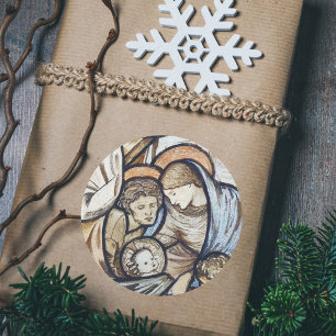 Vintage Christian Christmas Nativity Scene Manger Classic Round Sticker