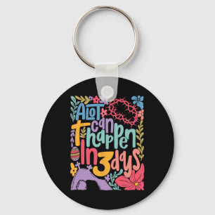 Vintage Christian Easter Day Retro A Lot Can Happe Key Ring