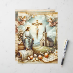 Vintage Christian Easter Scrapbook Paper