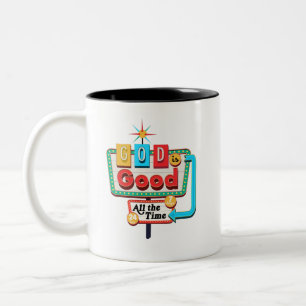 Vintage Christian Retro God is God All the Time Two-Tone Coffee Mug