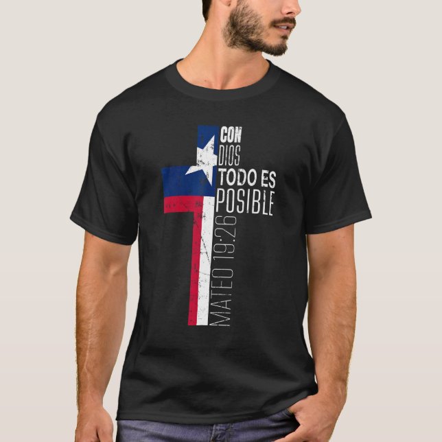 Vintage Christian Spanish   Religious Verses Texas T-Shirt (Front)