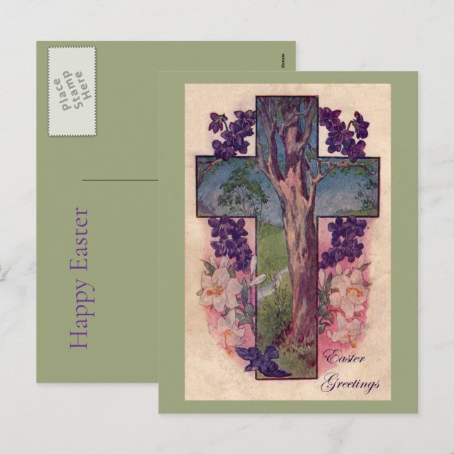 Vintage Christian Tree Easter Postcard (Front/Back)