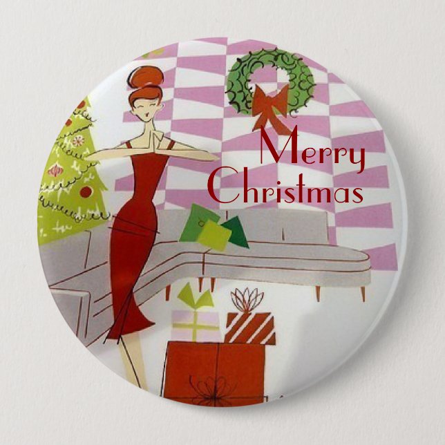 Vintage Christmas 10 Cm Round Badge (Front)