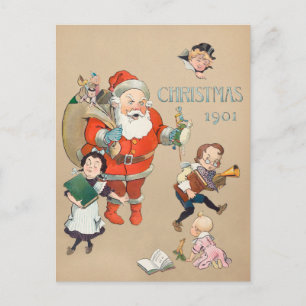 Vintage Christmas 1901 Santa Claus and Child Holiday Postcard