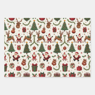 Vintage Christmas 19" x 29" Wrapping Paper Sheets