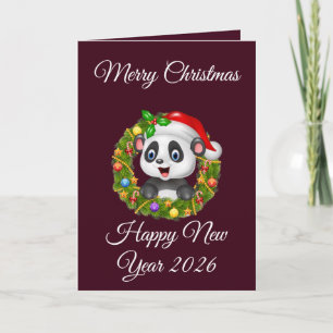 Vintage Christmas 2025 Retro Panda Holiday Message