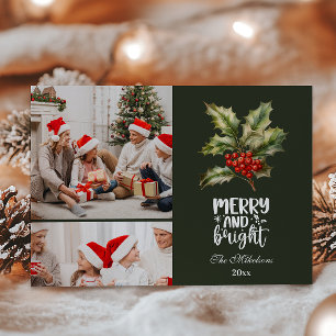 Vintage Christmas 2 Photos Family Celebration Holiday Card