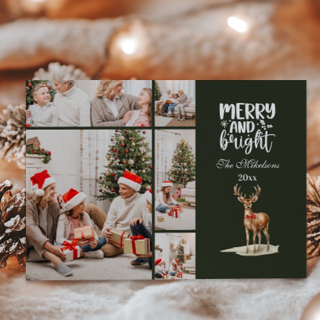 Vintage Christmas 5 Photos Family Celebration Holiday Card (Creator Uploaded)