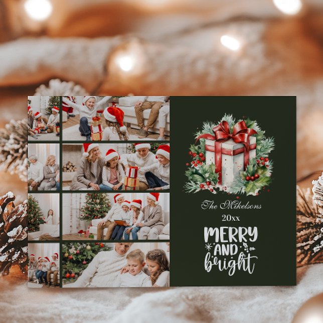 Vintage Christmas 8 Photos Family Celebration Holiday Card (Creator Uploaded)