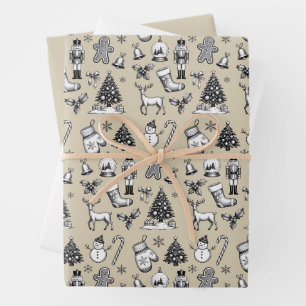 Vintage Christmas 90s Retro Xmas Holiday Wrapping Paper Sheet