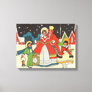 Vintage Christmas, a Family Singing Music Carols Canvas Print