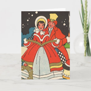 Vintage Christmas, a Family Singing Music Carols Holiday Card