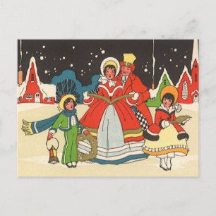 Vintage Christmas, a Family Singing Music Carols Holiday Postcard