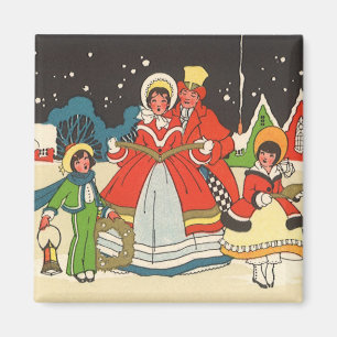 Vintage Christmas, a Family Singing Music Carols Magnet