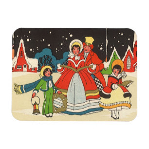 Vintage Christmas, a Family Singing Music Carols Magnet