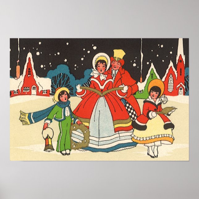 Vintage Christmas, a Family Singing Music Carols Poster (Front)