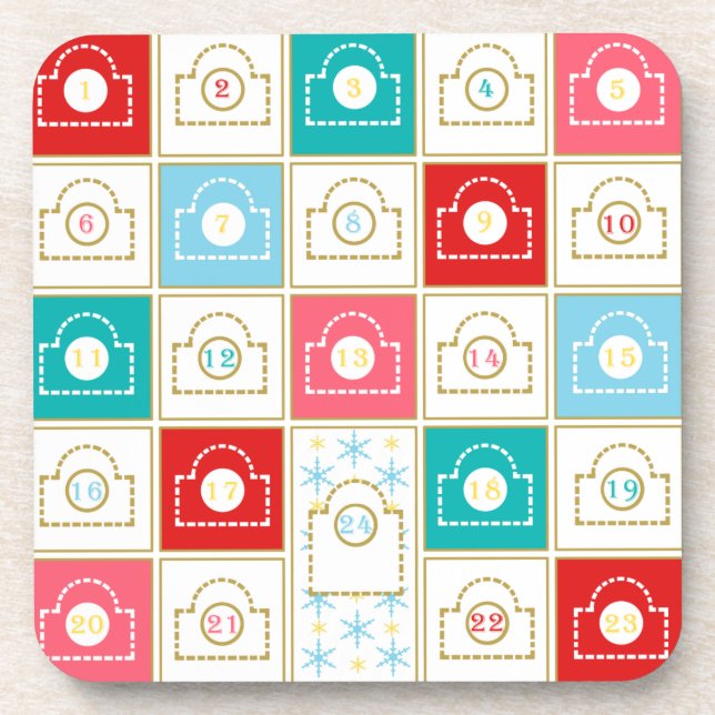 Vintage Christmas Advent Calendar Coaster (Front)