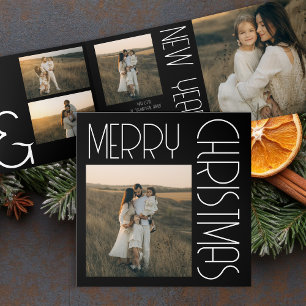 Vintage Christmas Aesthetic Customised Black White Tri-Fold Programme