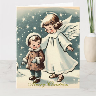 Vintage Christmas Angel and Child Card