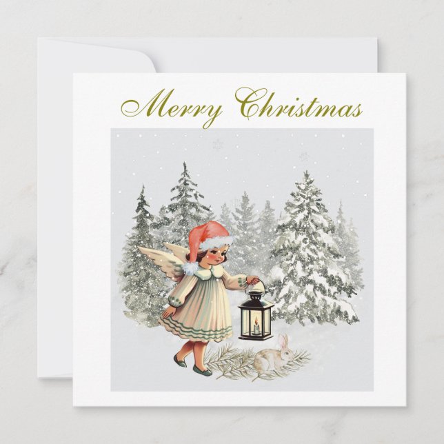 Vintage Christmas Angel and Child  Holiday Card (Front)