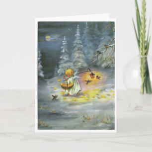 Vintage Christmas - Angel & Basket of Stars Card