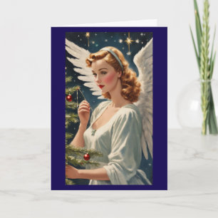 Vintage Christmas Angel Card Retro Holiday Custom