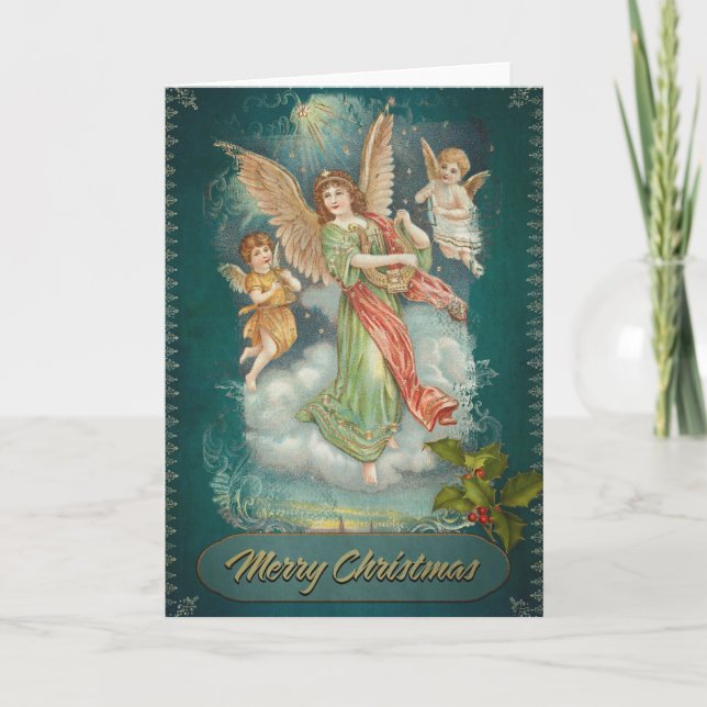 Vintage Christmas Angel & Cherubs Card (Front)