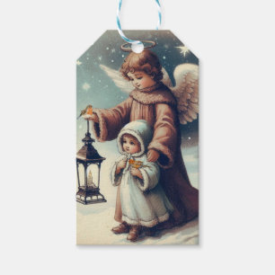 Vintage Christmas Angel ,Child and Birds Gift Tags