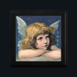Vintage Christmas Angel Child White Wings Indigo Gift Box<br><div class="desc">Wrap your gift in this vintage Victorian design featuring an angel child with beautiful white wings against a dark indigo sky.</div>
