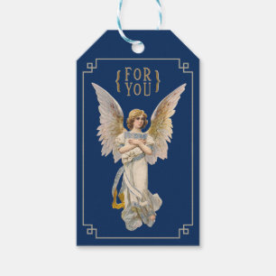 Vintage Christmas Angel Dark Blue Holiday Gift Tag