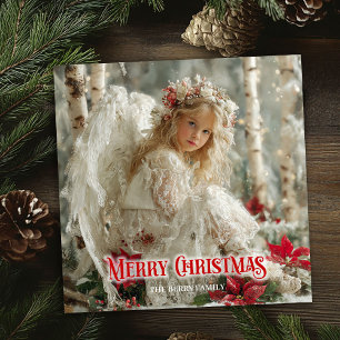 Vintage Christmas angel digital classic greeting Holiday Card