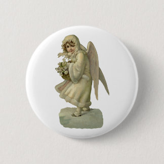 Vintage Christmas Angel Flowers, Victorian Die Cut 6 Cm Round Badge