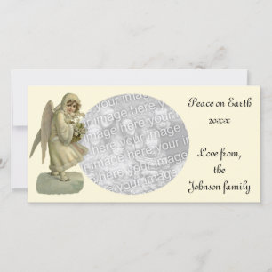 Vintage Christmas Angel Flowers, Victorian Die Cut Holiday Card