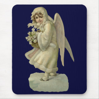 Vintage Christmas Angel Flowers, Victorian Die Cut Mouse Mat