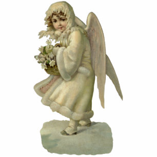 Vintage Christmas Angel Flowers, Victorian Die Cut Photo Sculpture Decoration