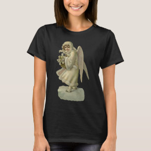 Vintage Christmas Angel Flowers, Victorian Die Cut T-Shirt