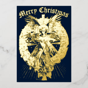 Vintage Christmas Angel Foil Holiday Card