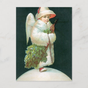 Vintage Christmas Angel Girl Holiday Postcard