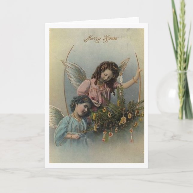 Vintage Christmas Angel Greeting Card (Front)