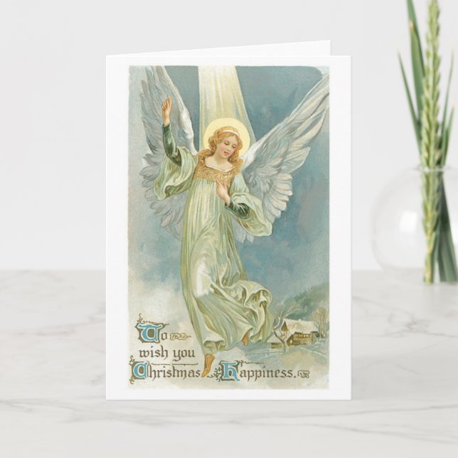 Vintage Christmas Angel Greeting Card (Front)