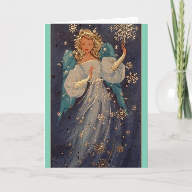 Vintage Christmas Angel Holiday Card (Front)