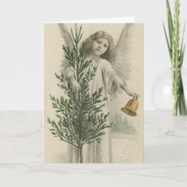 Vintage Christmas Angel Holiday Card (Front)