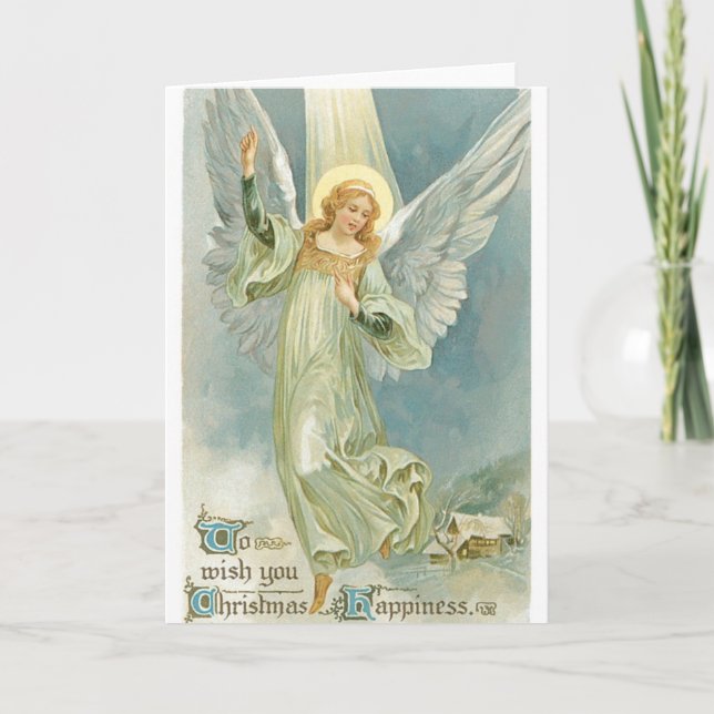 Vintage Christmas Angel Holiday Card (Front)