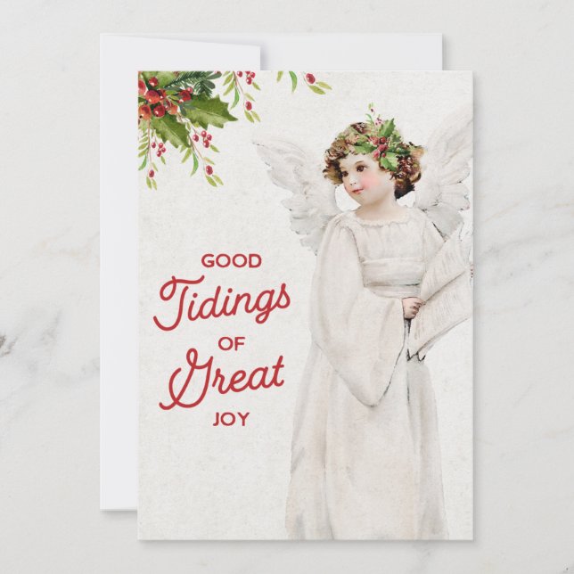 Vintage Christmas Angel Holiday Card (Front)
