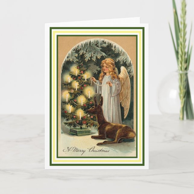 Vintage Christmas angel Holiday Card (Front)