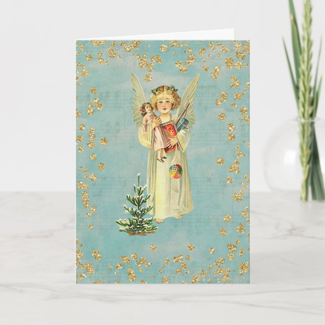 Vintage Christmas Angel Holiday Card (Front)