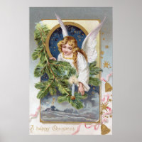 Vintage Christmas Angel Holiday decor poster