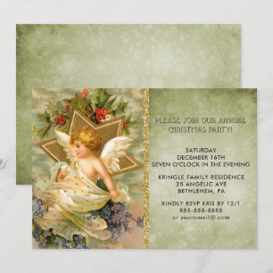 Vintage Christmas Angel Holiday Party Invitation