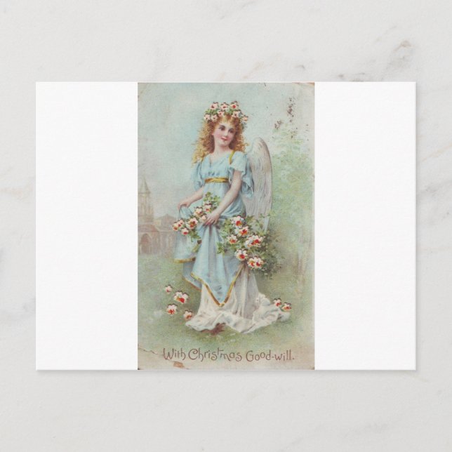 Vintage Christmas Angel Holiday Postcard (Front)