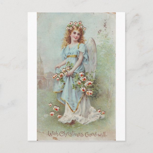 Vintage Christmas Angel Holiday Postcard (Front)